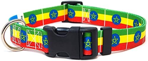 צווארון כלבים אתיופיה | דגל אתיופיה | Slip-On Martingale | מיוצר ב- NJ, ארהב | לכלבים בינוניים